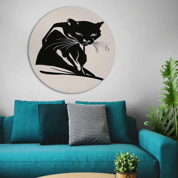 Minimalistisch kunstwerk van een zwarte panter forex muurcirkel