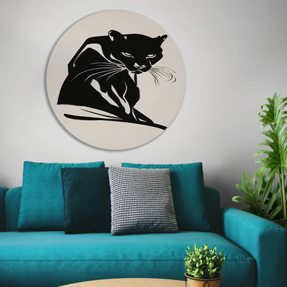 Minimalistisch kunstwerk van een zwarte panter forex muurcirkel