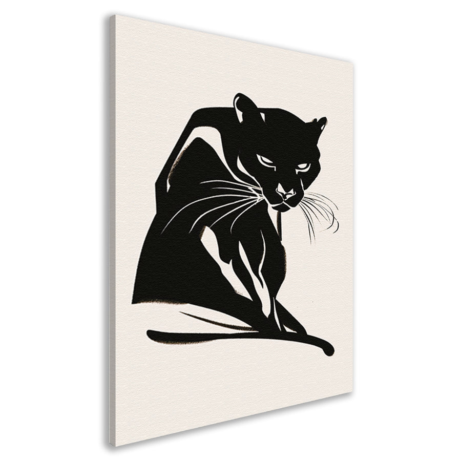 Minimalistisch kunstwerk van een zwarte panter canvas