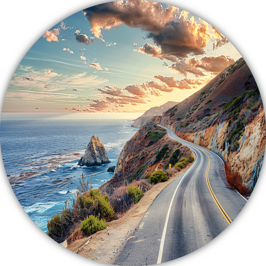 Impressionistieke Landschapsweg aluminium muurcirkel