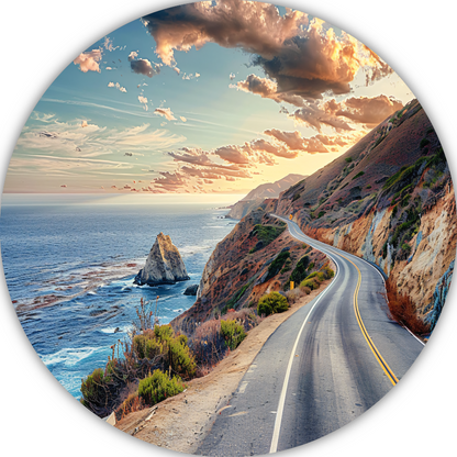 Impressionistieke Landschapsweg aluminium muurcirkel