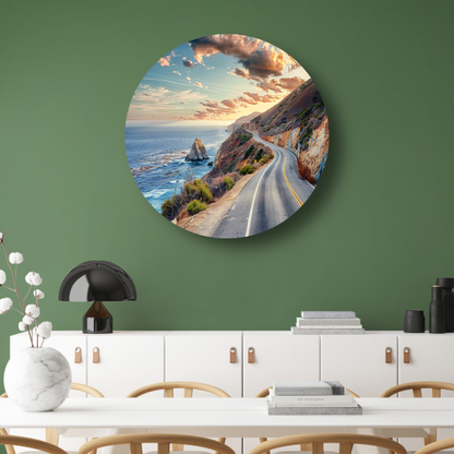 Impressionistieke Landschapsweg aluminium muurcirkel