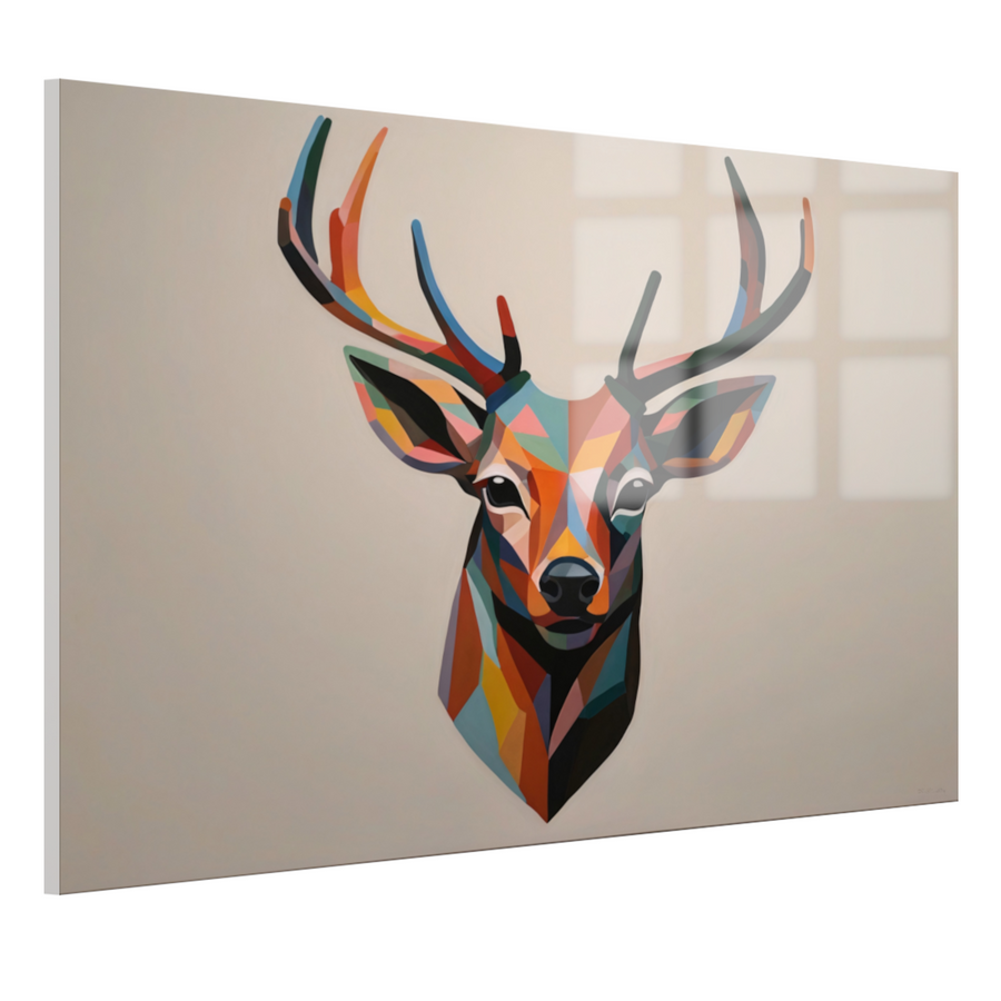 Kleurrijk Geometrisch Portret van een Hert acrylglas