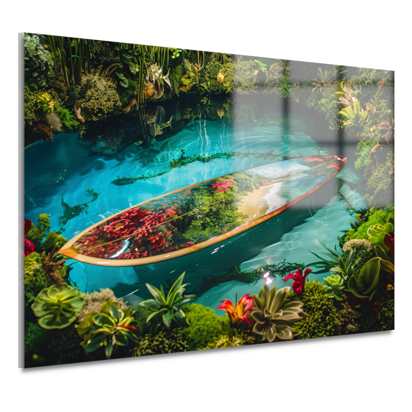 Minimalistische surfplank schildering acrylglas