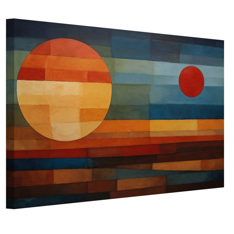 Geometrische Weerspiegeling van Zonsondergang en Nacht canvas