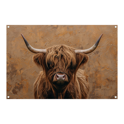 Rustieke Schotse Hooglander in Sepia Tinten tuinposter