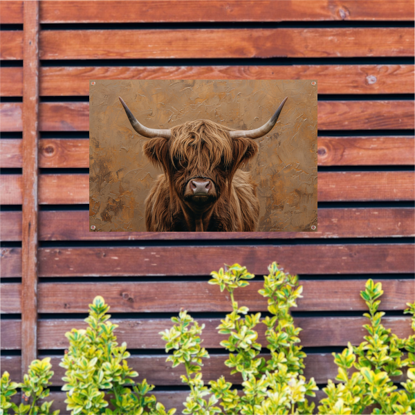 Rustieke Schotse Hooglander in Sepia Tinten tuinposter