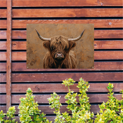 Rustieke Schotse Hooglander in Sepia Tinten tuinposter