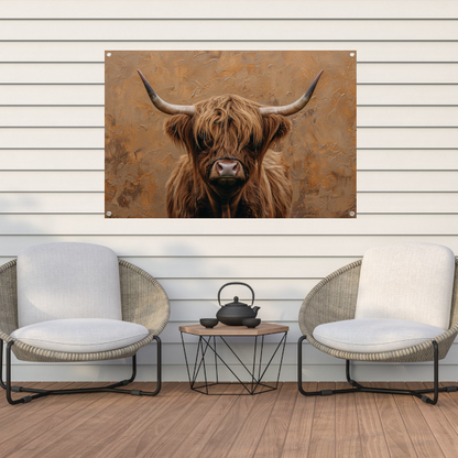 Rustieke Schotse Hooglander in Sepia Tinten tuinposter