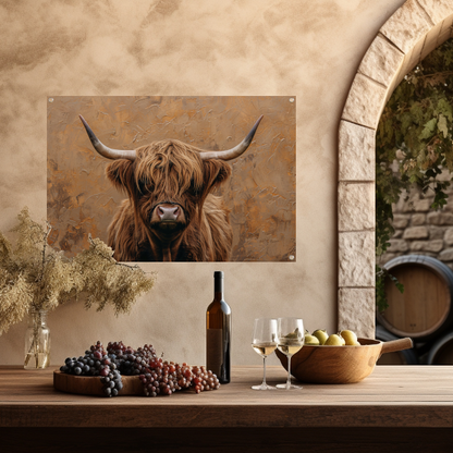 Rustieke Schotse Hooglander in Sepia Tinten tuinposter