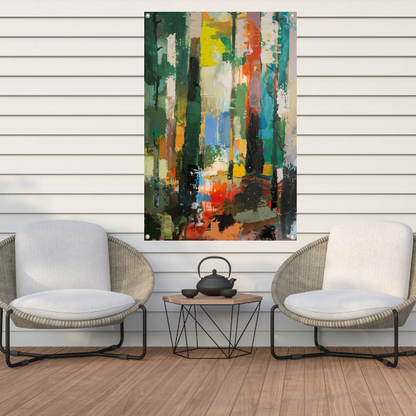Dynamische Abstracte Olieverf in Levendige Kleuren tuinposter