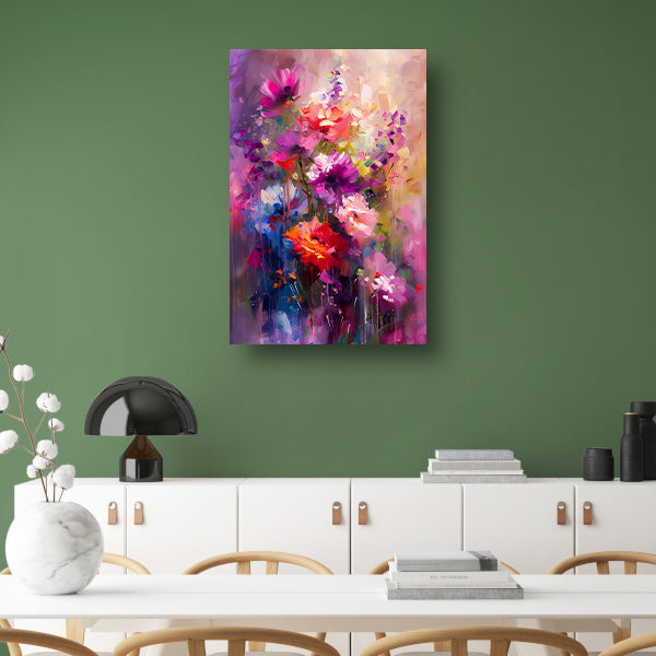 Abstracte bloemen in levendige kleuren canvas