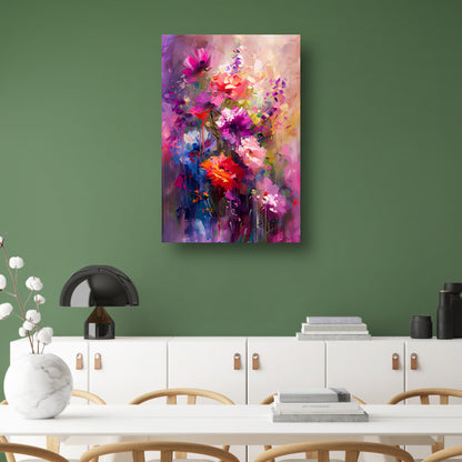 Abstracte bloemen in levendige kleuren canvas met baklijst