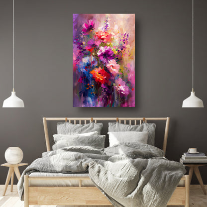 Abstracte bloemen in levendige kleuren poster
