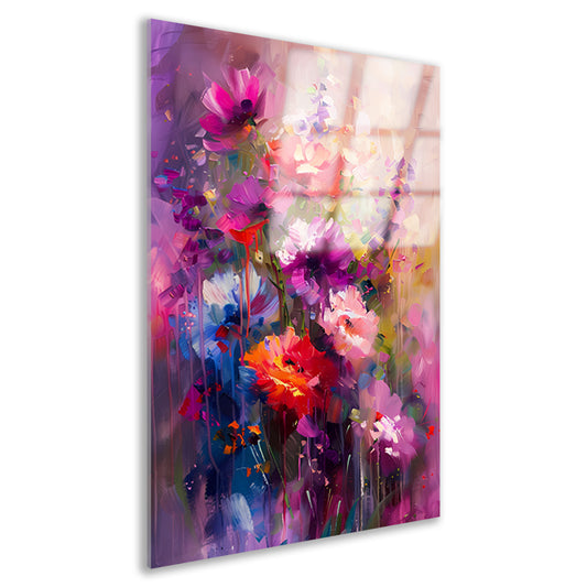 Abstracte bloemen in levendige kleuren acrylglas