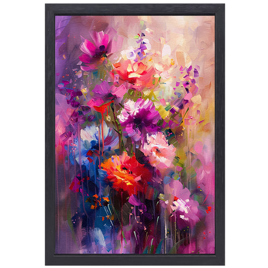 Abstracte bloemen in levendige kleuren canvas met baklijst