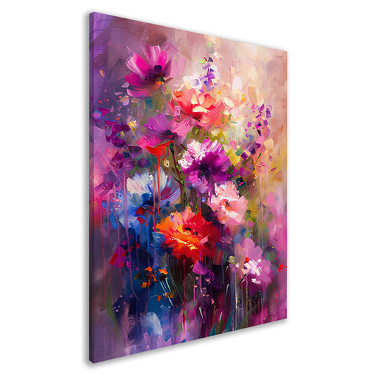 Abstracte bloemen in levendige kleuren canvas