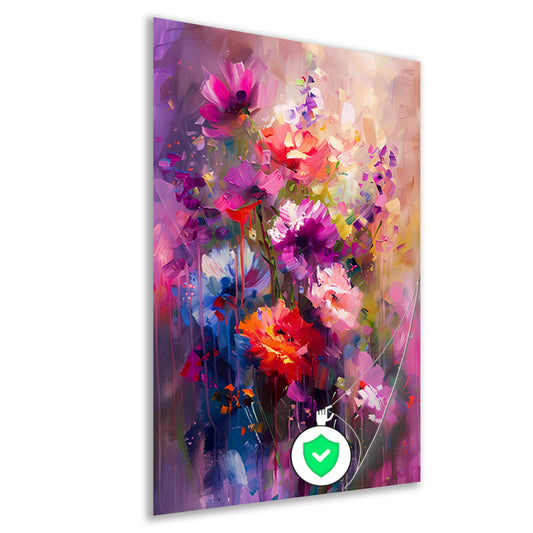 Abstracte bloemen in levendige kleuren poster