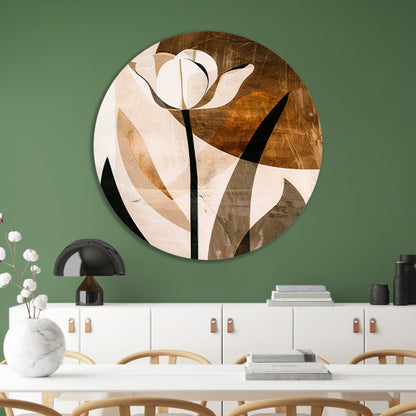 Sepia Tulp Abstracte Kunst in Stijl forex muurcirkel