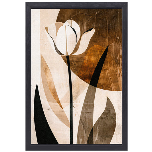 Sepia Tulp Abstracte Kunst in Stijl canvas met baklijst