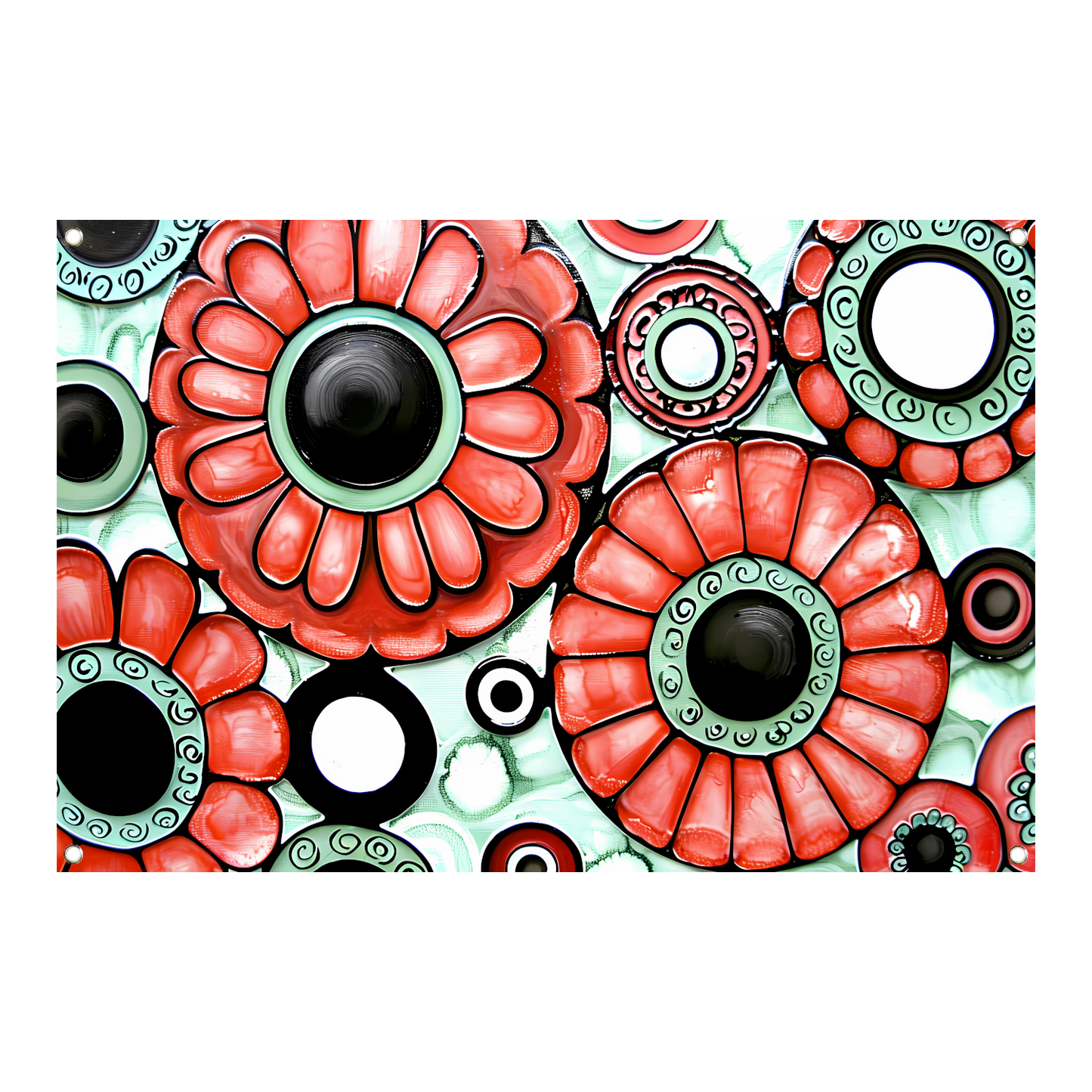 Abstracte bloemen in kleurrijke patronen tuinposter