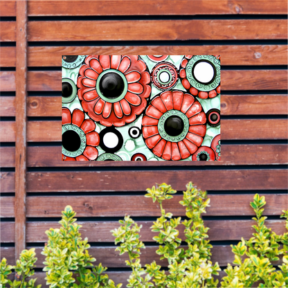 Abstracte bloemen in kleurrijke patronen tuinposter