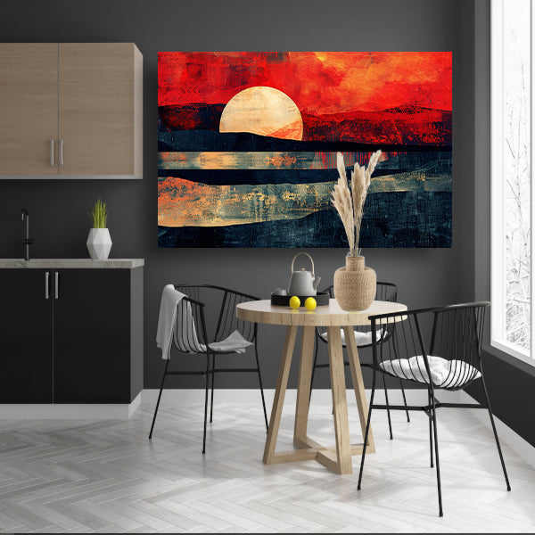 Abstracte kleurrijke zonsondergang op bergen canvas