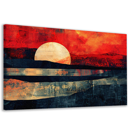 Abstracte kleurrijke zonsondergang op bergen canvas