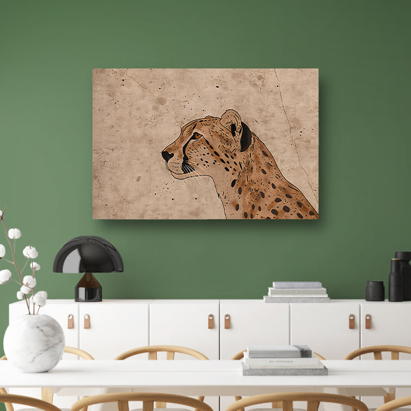 Cheeta kunstwerk met sepia achtergrond poster