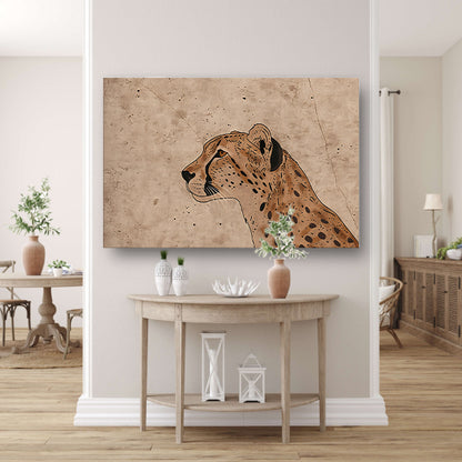 Cheeta kunstwerk met sepia achtergrond acrylglas