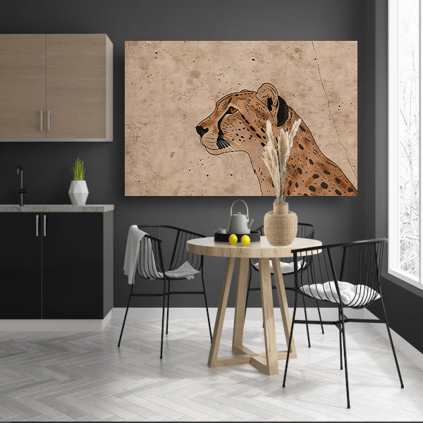 Cheeta kunstwerk met sepia achtergrond poster
