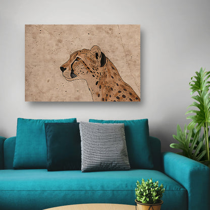 Cheeta kunstwerk met sepia achtergrond poster