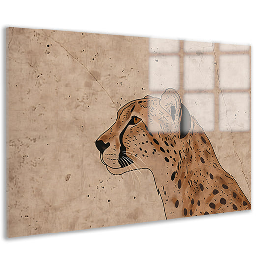 Cheeta kunstwerk met sepia achtergrond acrylglas