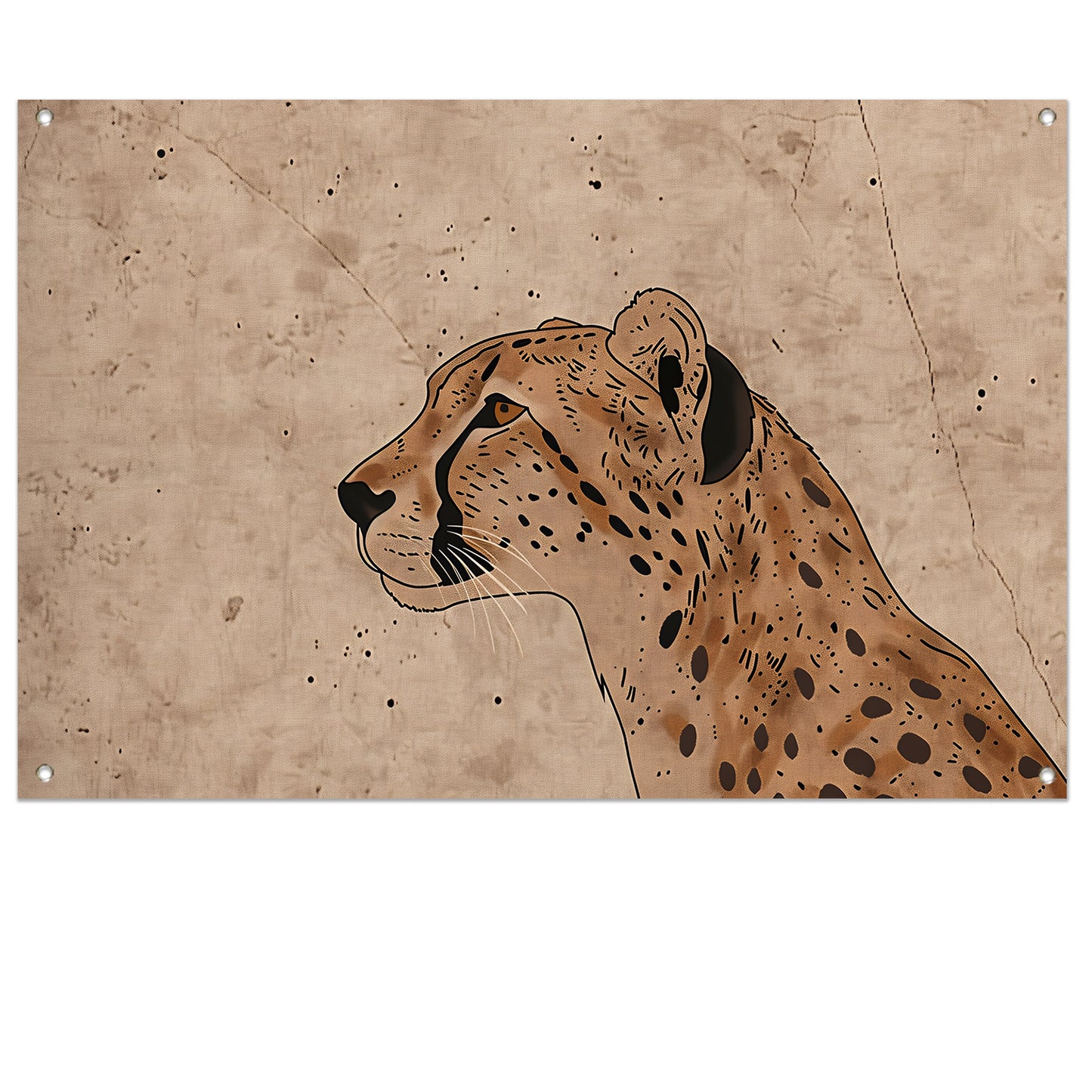 Cheeta kunstwerk met sepia achtergrond tuinposter