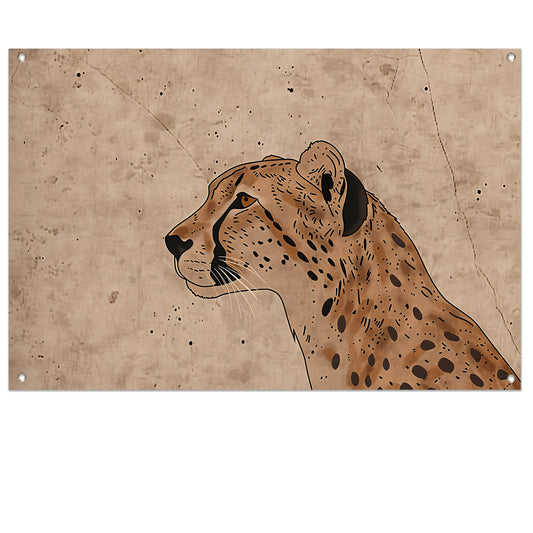 Cheeta kunstwerk met sepia achtergrond tuinposter