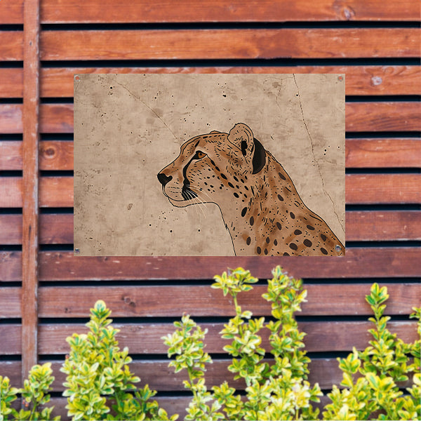Cheeta kunstwerk met sepia achtergrond tuinposter