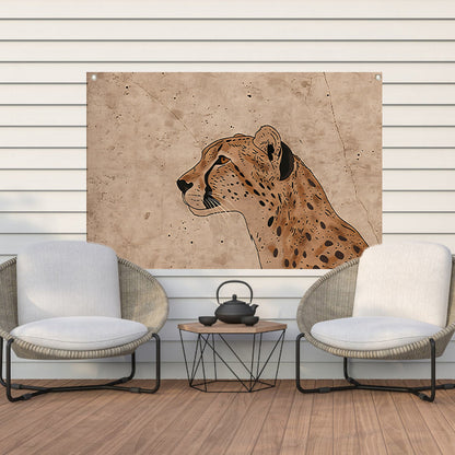 Cheeta kunstwerk met sepia achtergrond tuinposter
