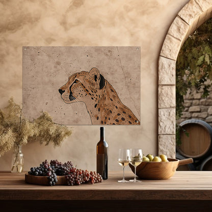 Cheeta kunstwerk met sepia achtergrond tuinposter