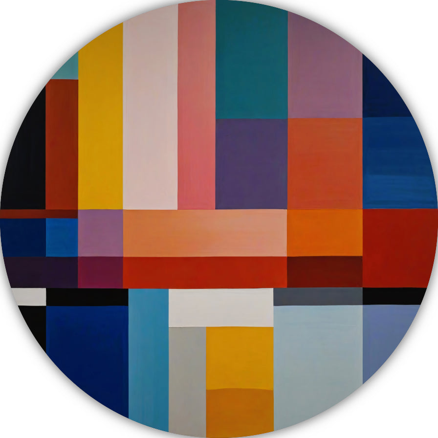 Abstracte Geometrie in Primaire Kleuren aluminium muurcirkel