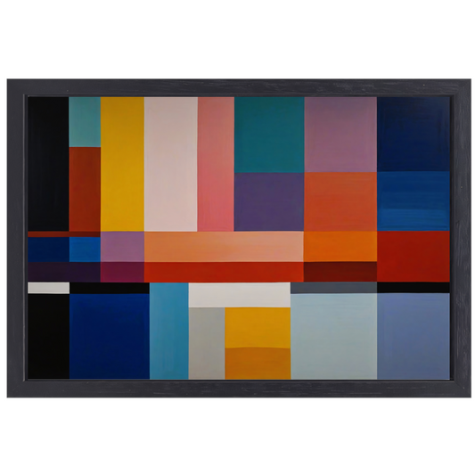 Abstracte Geometrie in Primaire Kleuren canvas met baklijst