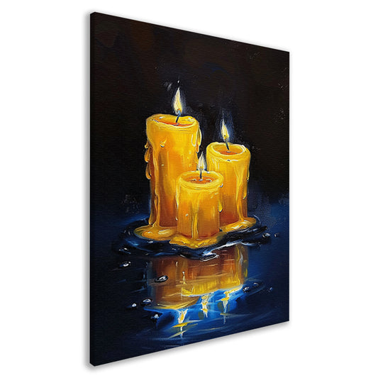 Realistisch schilderij van brandende kaarsen canvas