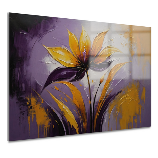 Abstracte Impasto Bloem in Paarse Schakeringen acrylglas