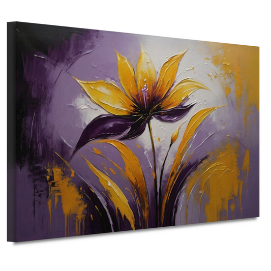 Abstracte Impasto Bloem in Paarse Schakeringen canvas
