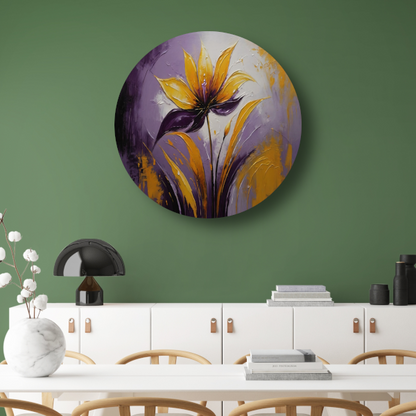 Abstracte Impasto Bloem in Paarse Schakeringen forex muurcirkel