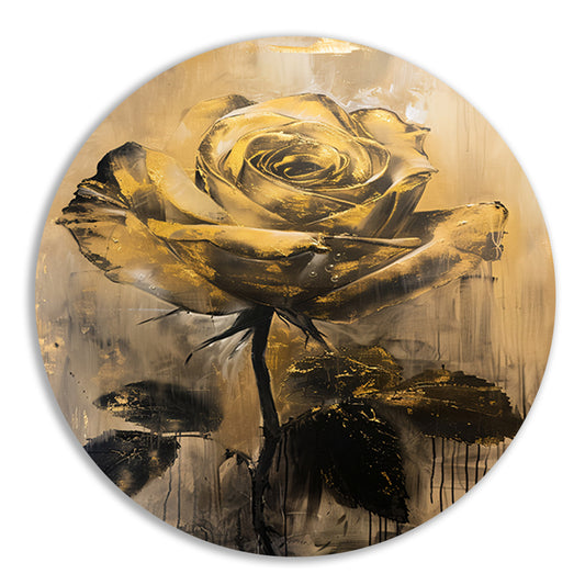 Abstracte Gouden Roos op Beige Achtergrond aluminium muurcirkel