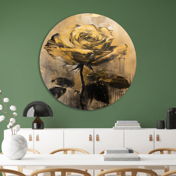 Abstracte Gouden Roos op Beige Achtergrond forex muurcirkel