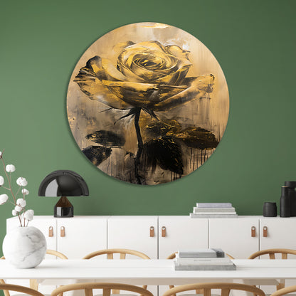 Abstracte Gouden Roos op Beige Achtergrond forex muurcirkel