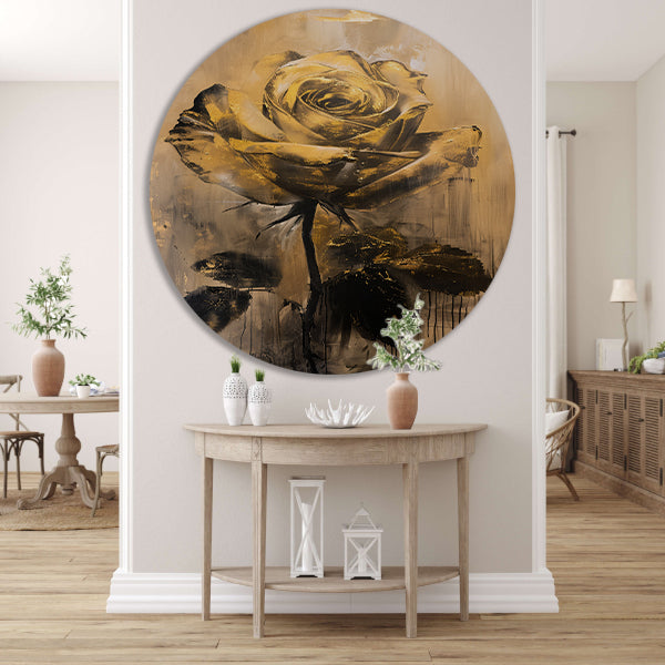 Abstracte Gouden Roos op Beige Achtergrond forex muurcirkel