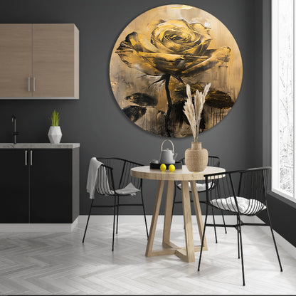 Abstracte Gouden Roos op Beige Achtergrond forex muurcirkel