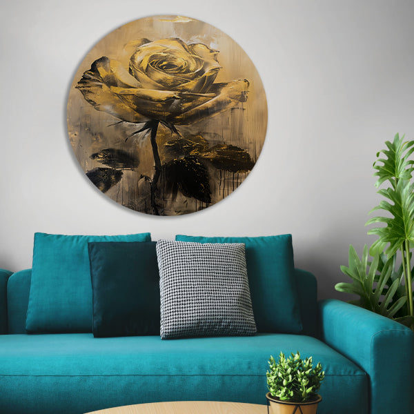 Abstracte Gouden Roos op Beige Achtergrond forex muurcirkel